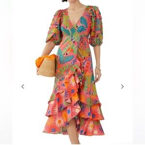 NWT Farm Rio Macaw Ruffled Wrap Dress